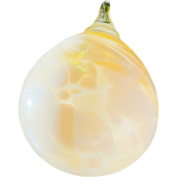 Handcrafted White Pearlescent 4" Blown Glass Tree Ornament Suncatcher Unique - Picture 1 of 8